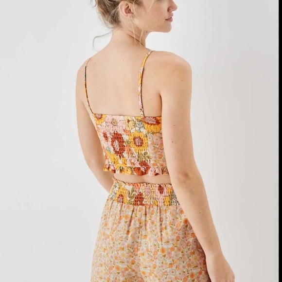 AE - Linen blend Floral Cropped Top - size S petite - Picture 4 of 14